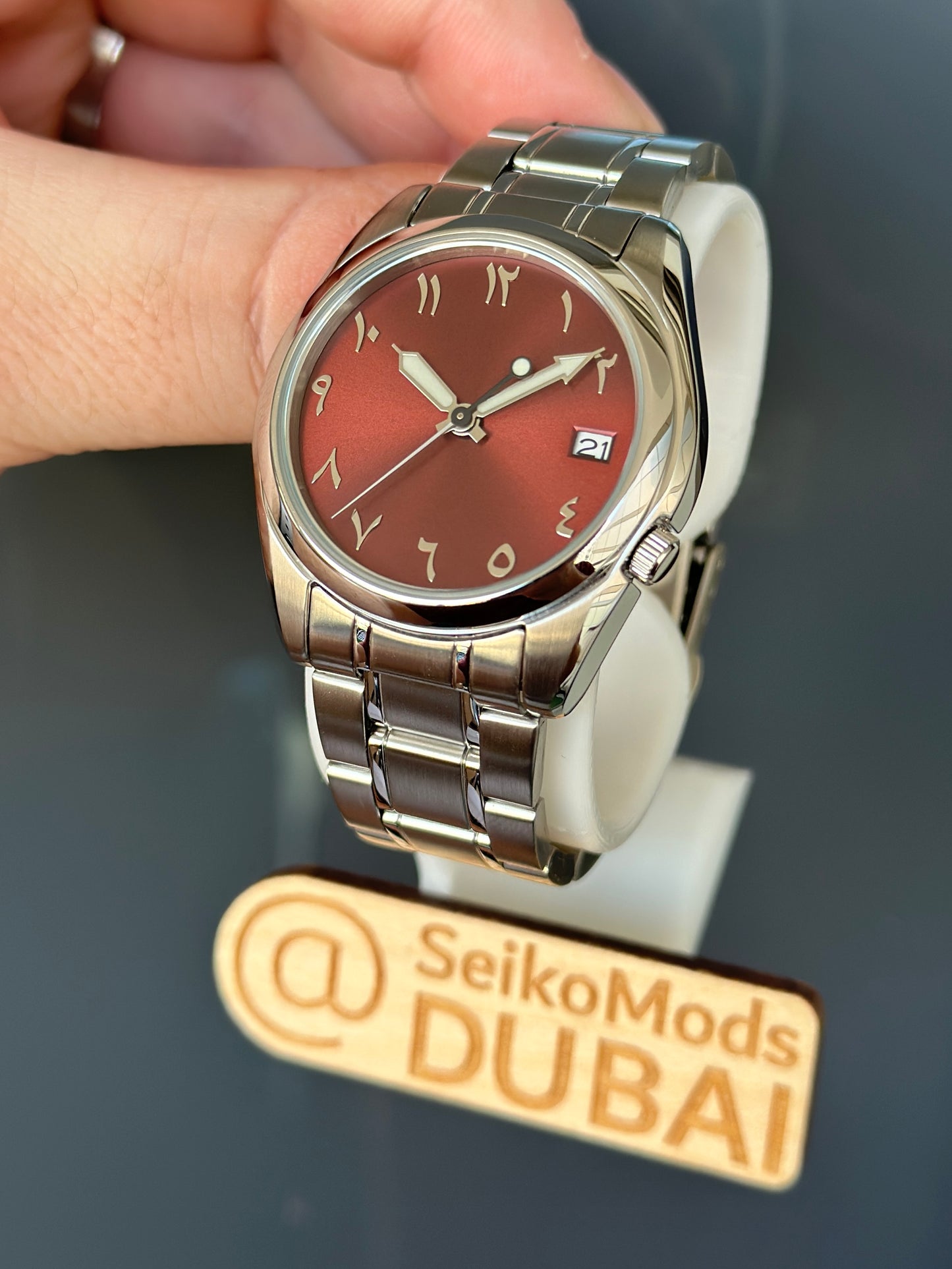 Seiko Deep Red Arabic Dial 37mm