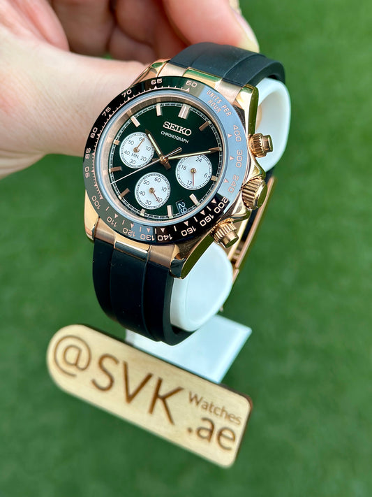 Seiko SSB481 Green & Rose Gold Daytona on Rubber (Pre-Order)
